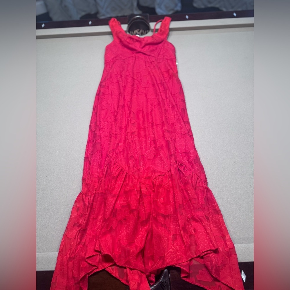Taylor Red Floral Burnout Maxi Dress - Picture 3 of 9